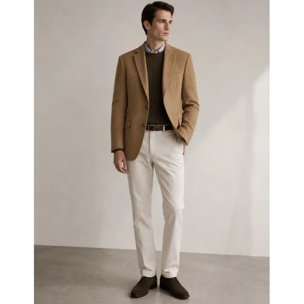 LAUREN RALPH LAUREN 100% Camel Hair Blazer Men 42L Sport Coat LUXURY